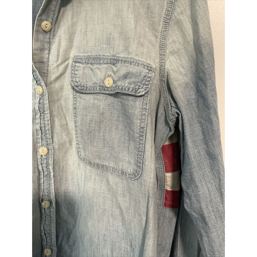 Denim‎ & Supply Ralph Lauren Women Denim Button-Down Shirt M Flag Patriotic - Picture 5 of 5